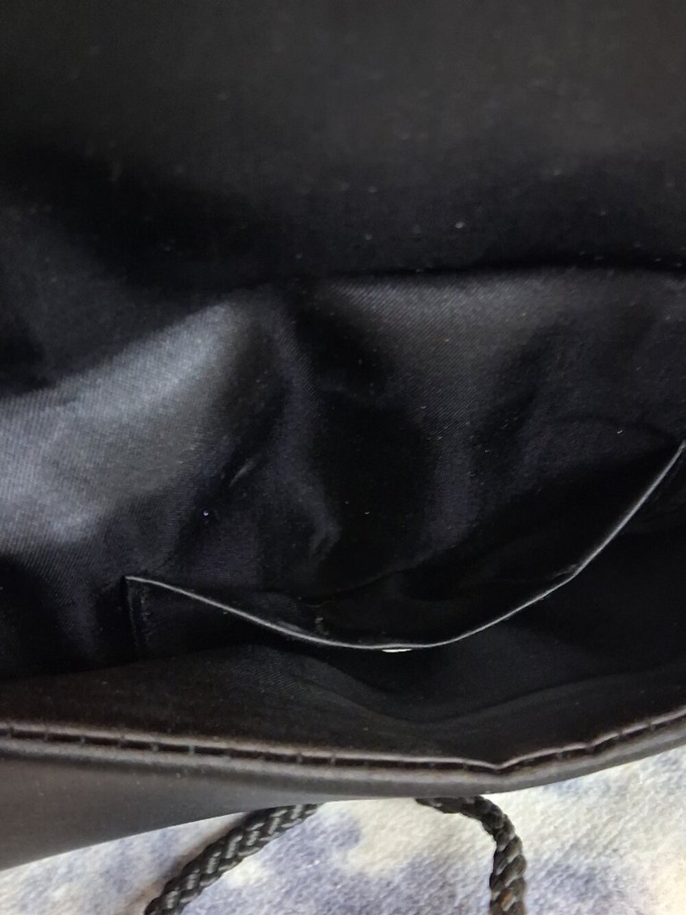 VTG Black Satin Beaded Evening Bag Convertible Crossbody Clutch Metallic Scroll - Picture 9 of 11